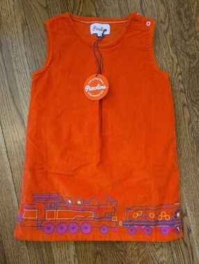 Piccolina Orange Corduroy Train Dress 6T NWT